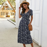 Beth Dutton Outfits Spring/Summer Floral Slimming Short Sleeve Dress
