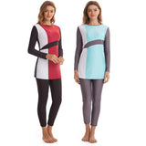 Burkini Swimwear Muslim Fashion Outfits Ladies Conservative Sun Protection Long Sleeve Color Matching Beach Swimsuit