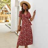 Beth Dutton Outfits Spring/Summer Floral Slimming Short Sleeve Dress