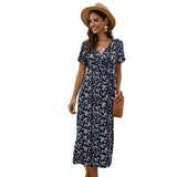 Beth Dutton Outfits Spring/Summer Floral Slimming Short Sleeve Dress