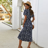 Beth Dutton Outfits Spring/Summer Floral Slimming Short Sleeve Dress