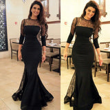 Women Lace Wedding Dress Sexy Lace Slim-Fit Long Sleeve Formal Dress