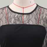 Women Lace Wedding Dress Sexy Lace Slim-Fit Long Sleeve Formal Dress