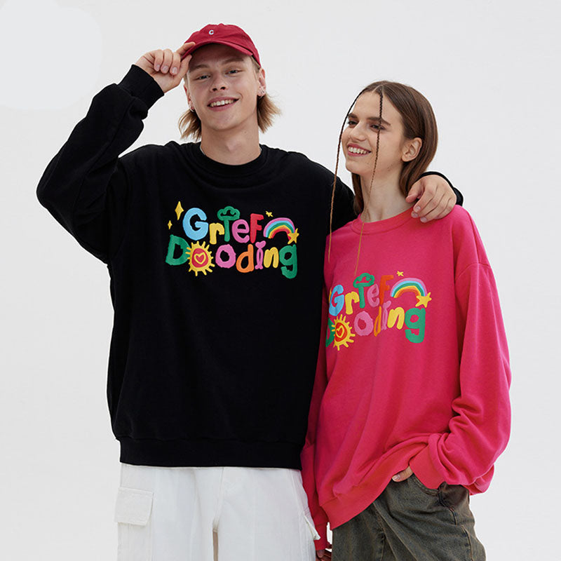 Rrr123 Sweatshirt round Neck Sweater Men's Loose Puff Print Couple