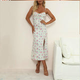 Homecoming Dresses Summer Women's Clothing Sexy Fashion Floral Pleated Lace-up