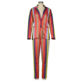 Women Business Professional Attire Autumn and Winter Printing Slim Fit Two-Piece Suit Women's Suits Coat Female