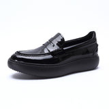 Loafers for Men Cowhide Lightweight Platform Height Increasing Men's Muffin Leather Shoes