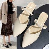 Nude Chunky Heel Slippers