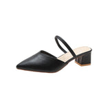 Nude Chunky Heel Slippers