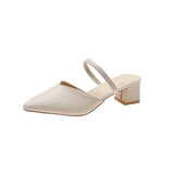 Nude Chunky Heel Slippers