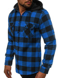 Mens Flannel Jacket with Hoodie Spring Men's Plaid Hooded Shirt Cargo Pocket Removable Hat Casual Long Sleeve Hoodie