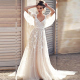 Women Lace Wedding Dress Spring and Summer Dress Sexy Lace V-neck Backless Dress