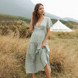 Beth Dutton Bohemian Dress Summer Spring Midi Dresses Ruffle Floral Skirt