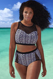 Women Plus Size Swimwear Tankinis Sexy Push Up Split Swimsuit White Striped Fashion Swimwear