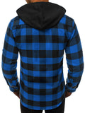 Mens Flannel Jacket with Hoodie Spring Men's Plaid Hooded Shirt Cargo Pocket Removable Hat Casual Long Sleeve Hoodie