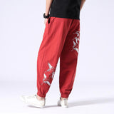 Linen Pants Straight Leg Pants Drawstring Lightweight Elastic Beach Pants Vintage Loose plus Size Men's Trousers