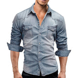 Work Shirts Spring Men's Double Pocket Men's Casual Denim Shirt