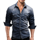 Work Shirts Spring Men's Double Pocket Men's Casual Denim Shirt