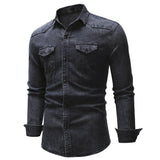 Work Shirts Spring Men's Double Pocket Men's Casual Denim Shirt