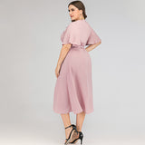 Women Plus Size Maxi Dresses Spring/Summer V-neck Irregular Dress