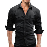 Work Shirts Spring Men's Double Pocket Men's Casual Denim Shirt