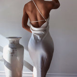 Women Summer Dresses Midaxi Dresses Spring/Summer Satin Sexy Strap Backless Midi Dress Summer
