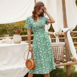 Beth Dutton Outfits Spring/Summer Floral Slimming Short Sleeve Dress