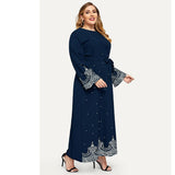 Muslim Women Stylish Kashibo Abaya Muslim Ladies Long Gown Islamic Clothing Jilbab Jalabiya Embroidered Bead Long Sleeve Plus Size Dress