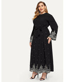 Muslim Women Stylish Kashibo Abaya Muslim Ladies Long Gown Islamic Clothing Jilbab Jalabiya Embroidered Bead Long Sleeve Plus Size Dress