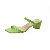 Nude Chunky Heel Slippers
