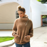 Women Sherpa Jacket Autumn and Winter Women's Solid Color Lambswool Long Sleeve Women's Sweater Top