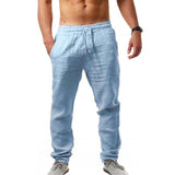 Linen Pants Straight Leg Pants Men's Casual Hip Hop Breathable Casual Sports Trousers