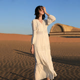 Fairy Dress Fairy Retro V-neck Dress French A- line Skirt Holiday Beach Dress