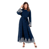 Muslim Women Stylish Kashibo Abaya Muslim Ladies Long Gown Islamic Clothing Jilbab Jalabiya Embroidered Bead Long Sleeve Dress for Women