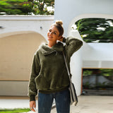Women Sherpa Jacket Autumn and Winter Women's Solid Color Lambswool Long Sleeve Women's Sweater Top