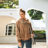 Women Sherpa Jacket Autumn and Winter Women's Solid Color Lambswool Long Sleeve Women's Sweater Top