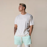 jogging shorts for men Slim Fit Muscle Gym Men Shorts Fitness Short Sleeve Sports Leisure Spring and Summer round Neck
