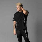 jogging shorts for men Slim Fit Muscle Gym Men Shorts Fitness Short Sleeve Sports Leisure Spring and Summer round Neck