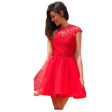 Women Lace Wedding Dress round Neck Backless Dress