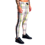 Men Plaid Pant Man Checked Pants Men's Spring and Autumn Running Training Slim Fit Patchwork Trousers