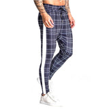 Men Plaid Pant Man Checked Pants Men's Spring and Autumn Running Training Slim Fit Patchwork Trousers