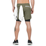 Jogging Shorts for Men Men's Athletic Shorts Double Layer Running Outdoors Fitness Training Marathon Quick-Drying Five Points
