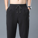 Linen Pants Straight Leg Pants Summer Men's Casual Trousers Loose Straight