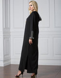 Muslim Women Stylish Kashibo Abaya Muslim Ladies Long Gown Islamic Clothing Jilbab Jalabiya Side Slit Hooded Maxi Dress Fashion Robe