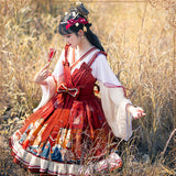 Gothic Lolita Harajuku Style Clothing Olita Chinese Style Lolita Cross Collar Wide Sleeve Small Skirt