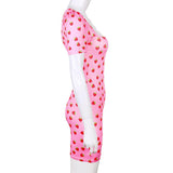 Strawberry Print Butterfly Print Mini  Dress Retro Dress
