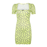 Strawberry Print Butterfly Print Mini  Dress Retro Dress