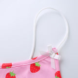 Strawberry Print Butterfly Print Mini  Dress Retro Dress