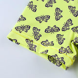 Strawberry Print Butterfly Print Mini  Dress Retro Dress