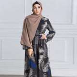Muslim Women Stylish Kashibo Abaya Muslim Ladies Long Gown Islamic Clothing Jilbab Jalabiya Fashion Printed Long Sleeve Stitching Dress